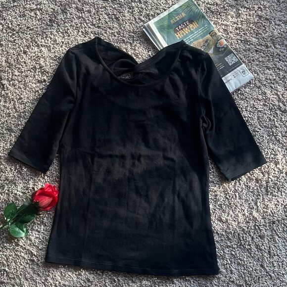 ONLY Black Top | Twisted Back, Sleeves Size M - Picture 2 of 3